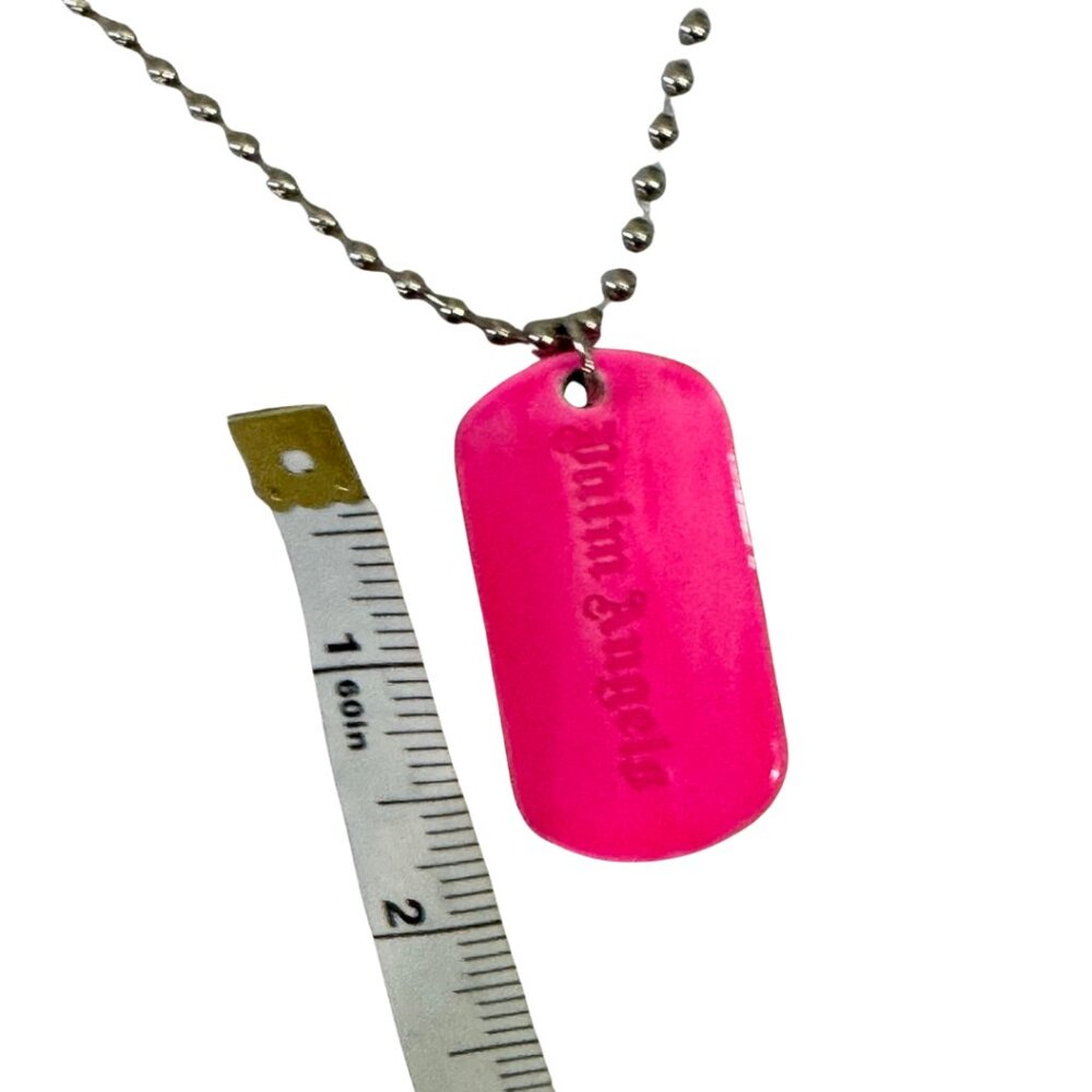 PALM ANGELS Men's Logo-engraved Dog Tag Brass Necklace in Fuscia - Picture 7 of 10